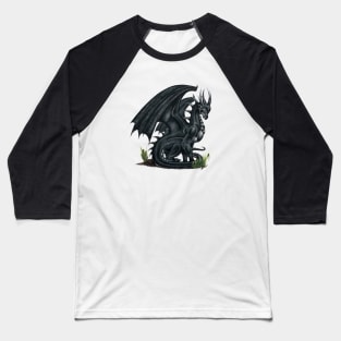 Majestic Black Dragon Baseball T-Shirt